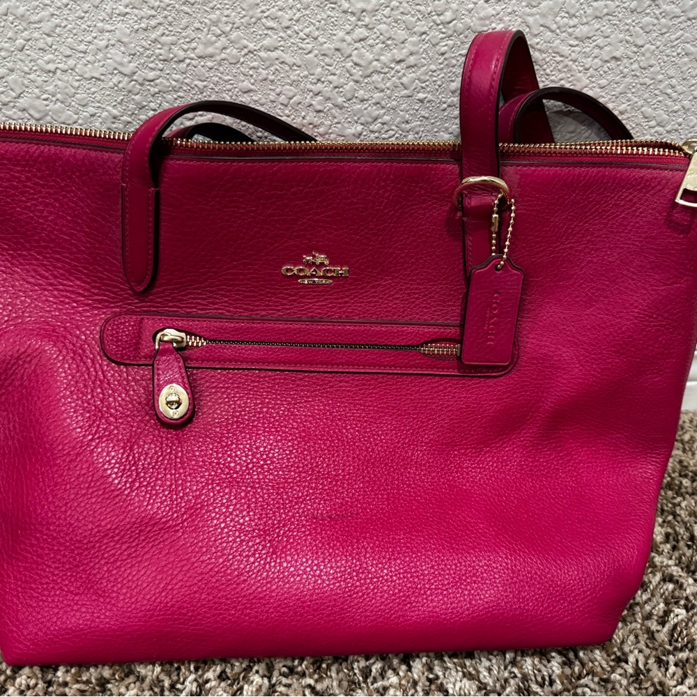 Coach Pink Leather Tote Bag